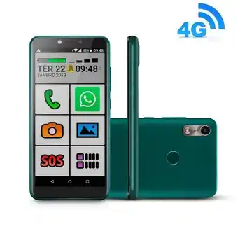 Novo celular do idoso 4g verde com internet e whatsapp letras e números grandes 64gb