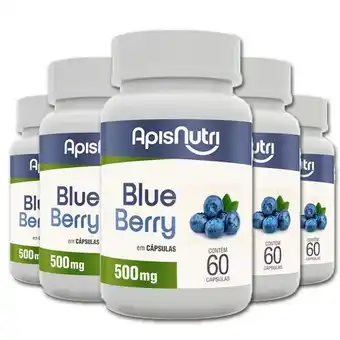 Pão de Açúcar Kit 5 blueberry 500mg apisnutri 60 cápsulas oferta