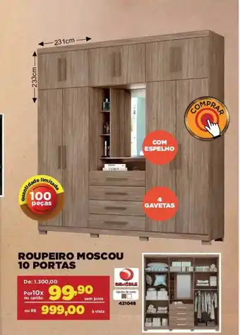 Móveis Simonetti Roupeiro Moscou 10 Portas oferta