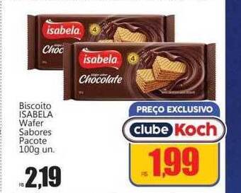 Supermercados Koch Biscoito isabela wafer sabores oferta