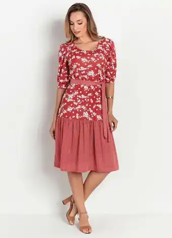 Rosalie - vestido soltinho floral marsala moda evangélica