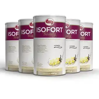Kit 5 whey protein isolado isofort beauty vitafor 450g baunilha
