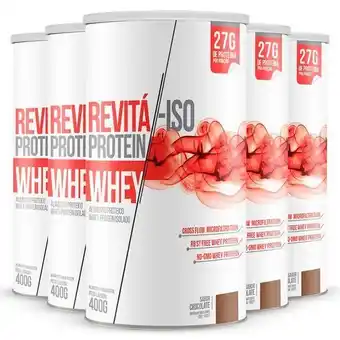Pão de Açúcar Kit 5 whey protein isolado 27g chá mais revitá chocolate 400g oferta