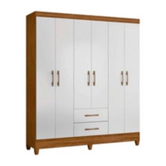 Novo Mundo Guarda-roupa casal panamá em mdp 6 portas 2 gavetas 6 prateleiras oferta