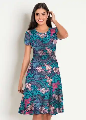 Posthaus Rosalie - vestido decote redondo moda evangélica floral oferta
