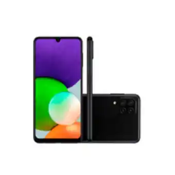 Novo Mundo Smartphone samsung galaxy a22, câmera quádrupla traseira de 48mp, selfie de 13mp, tela infinita de 6.4'', 128gb, 4gb ram, pre oferta