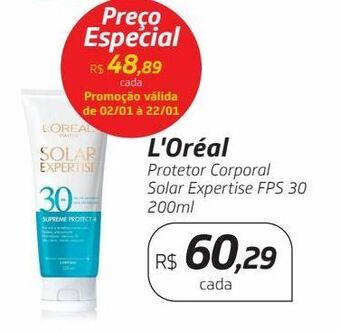 Drogal L'oréal protetor corporal solar expertise fps 30 200ml oferta