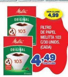 Filtro de papel melitta 103 30un