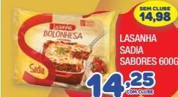 Costazul Supermercados Lasanha sadia 600g oferta