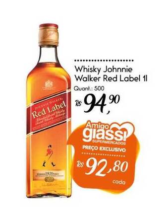 Giassi Supermercados Whisky Johnnie Walker Red Label 1L oferta