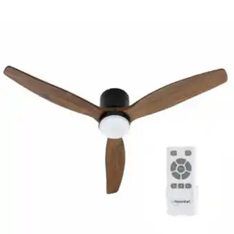 Ventilador de teto com controle remoto 3 pás 1,32 m preto fosco e madeira bivolt itaparica