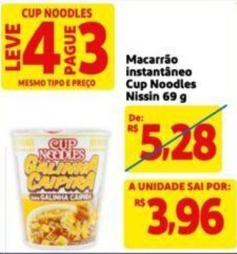 Extra Supermercado Macarrao Instantaneo Cup Noodles Nissin 69g oferta