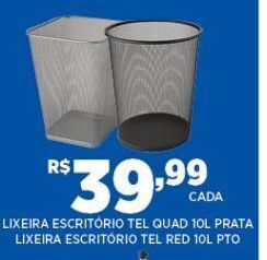 DB Supermercados Lixeira escritorio tel quad 10l prata oferta