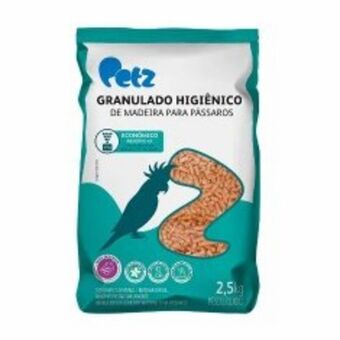 Granulado higiênico de madeira para pássaros petz 2,5kg