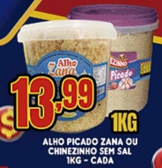Supermercados Cristal Alho Picado Zana ou chinezinho sem sal 1kg cada oferta