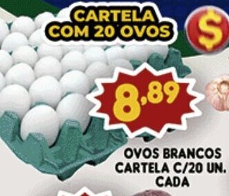 Supermercados Cristal Ovos Brancos Cartela c/20 un- cada oferta