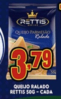 Supermercados Cristal Queijo Ralado Rettis 50g - cada oferta