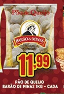 Supermercados Cristal Pao de Queijo Barao de Minas 1kg - cada oferta