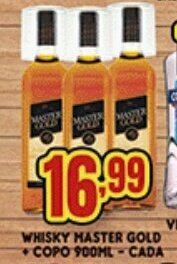 Whisky Master Gold + Copo 900ml cada