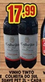 Supermercados Cristal Vinho Tinto Colheita Do Sul suave pet 2L cada oferta