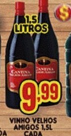 Supermercados Cristal Vinho Velhos Amigos 1.5L cada oferta