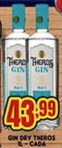 Supermercados Cristal Gin Dry Theros 1L cada oferta