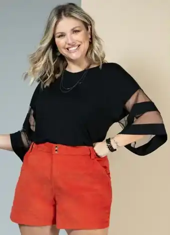 Posthaus Quintess - blusa preta com detalhes em tule nas mangas oferta