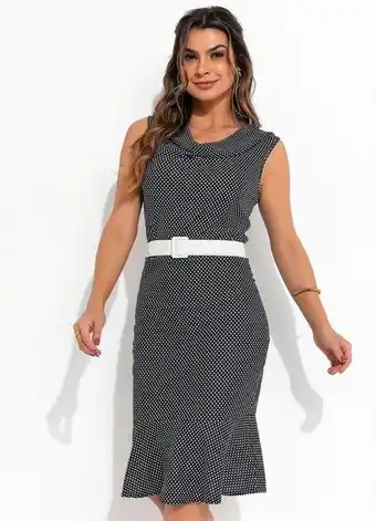 Posthaus Queima estoque - vestido com babado poá preto moda evangélica oferta