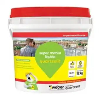 Impermeabilizante super manta líquida quartzolit, balde 12 kg - branco (mp)