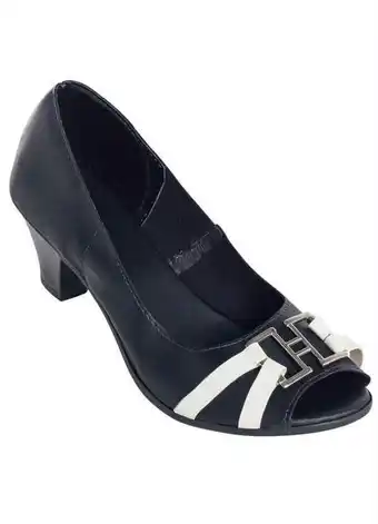 Perfecta - sapato peep toe bicolor preto e branco