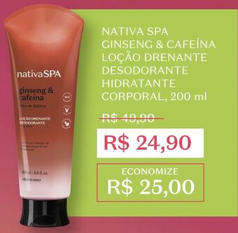 O Boticário Nativa spa ginseng & cafeína gel corporal 200g oferta