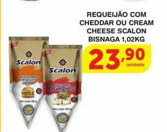 Roldão Requeijão com cheddar ou cream cheese scalon 1,02kg oferta