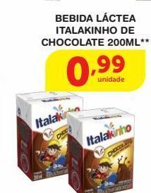 Bebida láctea italakinho de chocolate 200ml