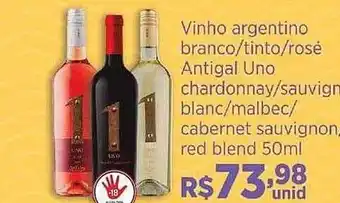 Carone Vinho argentino branco-tinto-rosé antigal uno chardonnay-sauvignon blanc-malbec-cabernet sauvignon, red blend oferta
