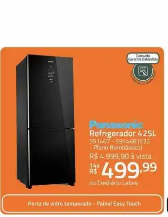 Lojas Lebes Panasonic refrigerador 425l oferta