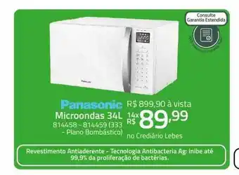 Lojas Lebes Panasonic microondas 34l oferta