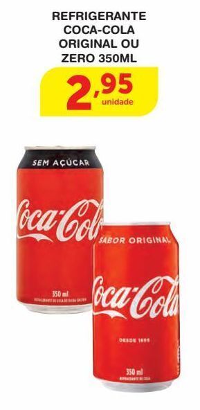 Roldão Refrigerante coca-cola original ou zero 350ml oferta