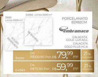ABC da Construção Porcelanato 82x82cm embramaco oferta