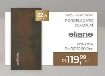 ABC da Construção Porcelanato 60x120cm eliane 22% desconto oferta