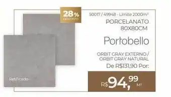 ABC da Construção Porcelanato 80x80cm portobello 28% desconto oferta