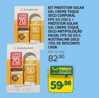 Cooper Kit protetor solar gel creme toque seco corporal pfs 50 200 g + protetor solar gel creme toque seco antipoluição facial fps 5 oferta
