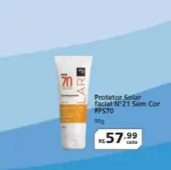 Protetor solar facial n° 21 sem cor fps70