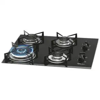 Fogão cooktop 4 bocas tripla chama gás mesa de vidro fischer