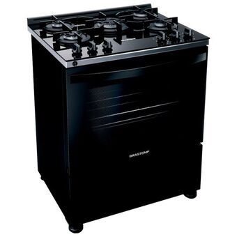Gazin Fogão brastemp 5 bocas bfs5vce automático mesa de vidro e turbo chama oferta