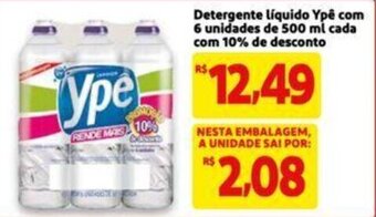 Extra Supermercado Detergente Liquido Ypê com 6 unidades de 500ml cada com 10% de desconto oferta
