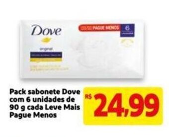 Extra Supermercado Pack sabonete Dove com 6 unidades de 90g cada Lve Mais Pague Menos oferta