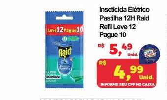 Inseticida elétrico pastilha 12h raid refil leve 12 pague 10