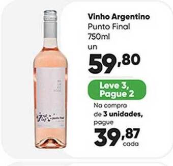 Zaffari Vinho argentino punto final leve 3 pague 2 oferta