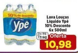 Nagumo Lava Loucas Liquido Ype 10% desconto 6x500ml oferta