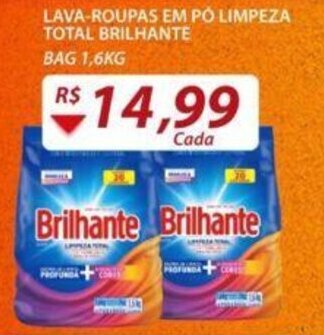Assaí Atacadista Lava roupas em po Limpeza Total Brilhante 1.6kg oferta